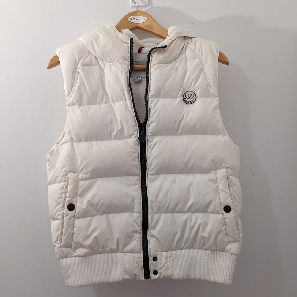 White Puffer Vest with Hood
